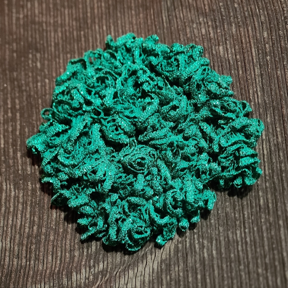 Handmade Ruffle Scarf ~ Green Sparkle
